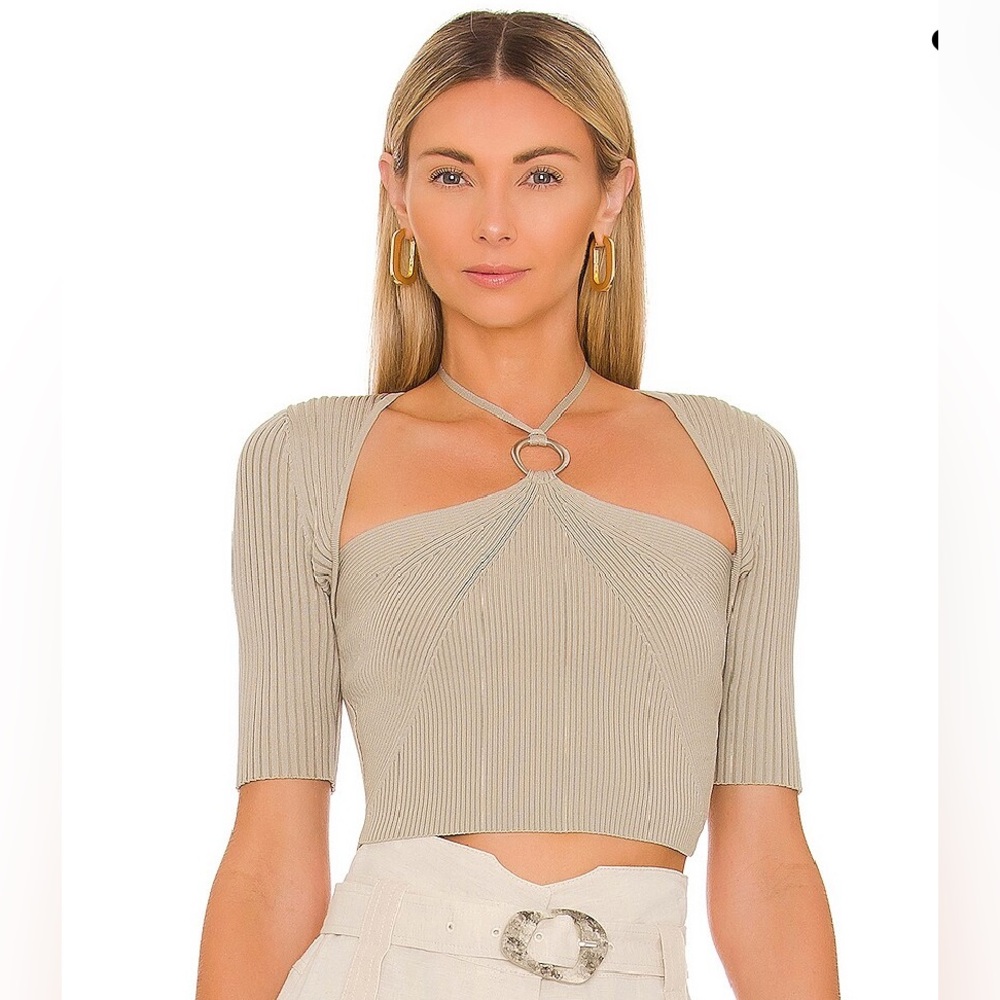 Jonathan Simkhai Brynne Compact Rib Halter Tie Top